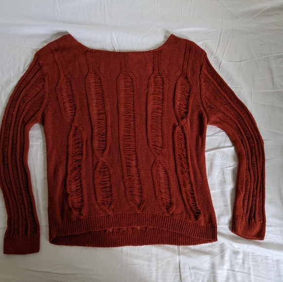 Papaya Amber Layering Sweater with Threaded Panes - Picture 2 of 4